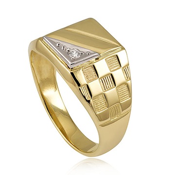 МУЖСКАЯ ЗОЛОТАЯ ПЕЧАТЬ С БРИЛЛИАНТОМ 0,06 карата 585 14К R28