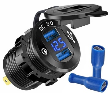 БЫСТРАЯ ЗАРЯДКА USB QC 3.0 МЕТАЛЛИЧЕСКОЕ РАЗЪЕМ ДЛЯ ВОЛЬТМЕТРА C