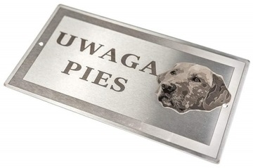 Tabliczka INOX - UWAGA PIES - LABRADOR RETRIEVER