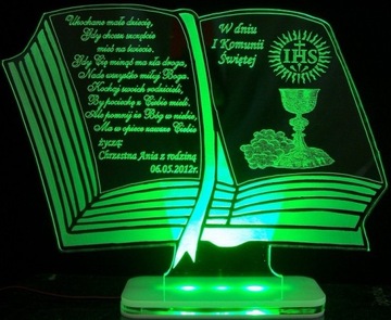 I KOMUNIA ŚWIĘTA PODŚWIETLANA PAMIĄTKA 4 KOL LED