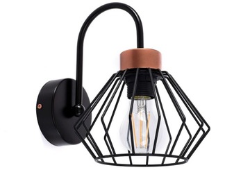 Kinkiet, lampa ścienna klosz druciany loft