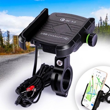 НАВИГАЦИОННАЯ РУЧКА ДЛЯ МОТОЦИКЛА USB QC 3.0 ALU