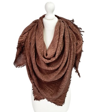 DUŻY LNIANY SZAL SZALIK CHUSTA MIĘSISTY CIEPLUTKI