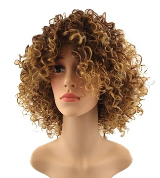 PERUKA AFRO LOKI KRĘCONE COSPLAY GLAM ROCK BLOND C