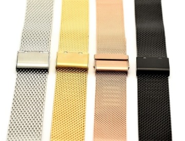 Браслет из сетки MESH PVD черного цвета - 16,18,20 Тонкий