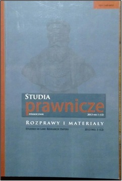 STUDIA PRAWNICZE ROZPRAWY I MATERIAŁY 1 2013