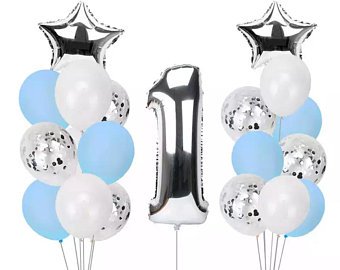 Zestaw balonów BALONY ROCZEK cyfra 1 NIEBIESKI