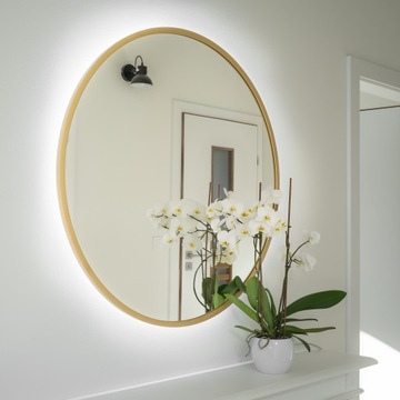 КРУГЛОЕ ЗЕРКАЛО С ПОДСВЕТКОЙ, ЗОЛОТАЯ РАМКА 110 см, LED