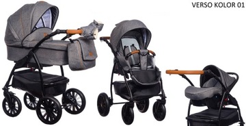 WÓZEK 3w1 GONDOLA + SPACERÓWKA + FOTELIK / Verso
