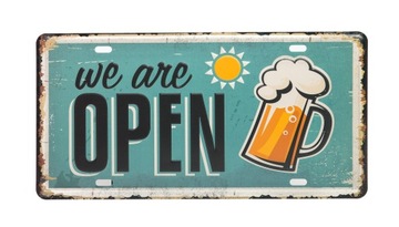 Tablica blacha ozdobna tabliczka We are open wz42