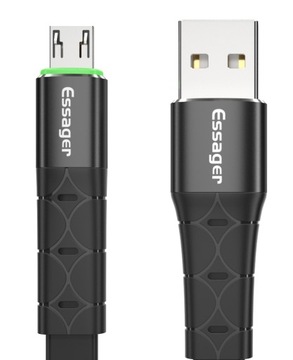 ПЛОСКИЙ USB 2,4 A кабель MICRO USB QC 3.0 1 м со светодиодом