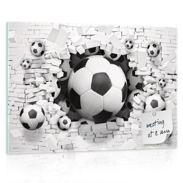 TABLICA MAGNETYCZNA NA ŚCIANĘ SUCHOŚCIERALNA SZKLANA DLA DZIECI PIŁKA 60x40