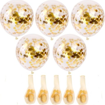 Большие прозрачные золотые шары-конфетти 10 шт 30 см прозрачные свадебные