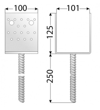 Столбчатый фундамент - бетонный анкер - ПСС 101х125х100х4,0
