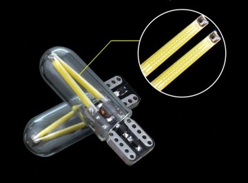 СВЕТОДИОДНАЯ ЛАМПА НА НИТИ COB W5W T10 12V 24V БЕЛАЯ