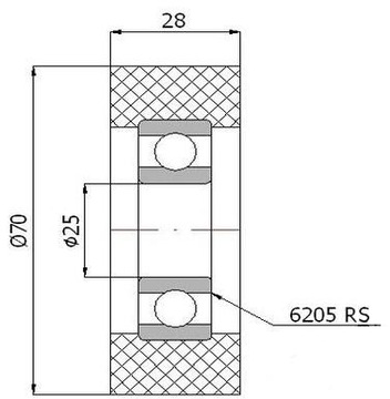 РОЛИК РОЛИК 70 мм ДАВЛЕНИЕ ДАВЛЕНИЕ РОЛИК ширина 28 мм