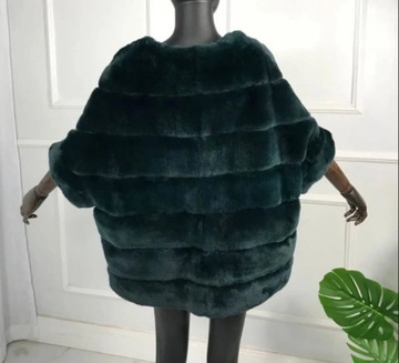 Пончо из меха кролика REX Oversize 38 M