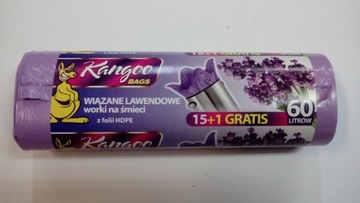 Worki na śmieci wiązane 60L zapachowe LAWENDA16szt