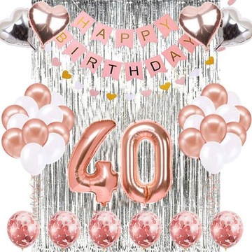 BALONY kurtyna CYFRA na czterdzieste 40 urodziny ZESTAW P40