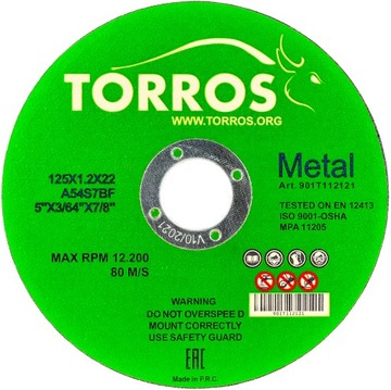 Tarcza do cięcia metalu Torros 125x1,2x22,2 tarcze