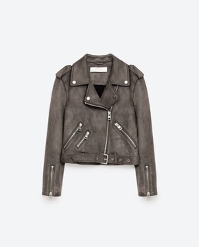 КУРТКА ЗАМШЕВАЯ ZARA, СЕРЫЕ РАДИАТОРЫ, 34/XS, НОВАЯ