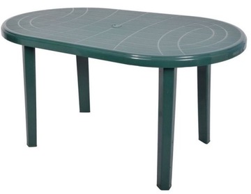 ZIELONY OWALNY MOCNY STÓŁ OGRODOWY 135x80 PLASTIK