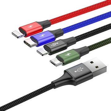 USB-кабель Baseus Fast 4in1 USB-C / 2x Lightning / Micro 3,5A, 1,2 м (черный)