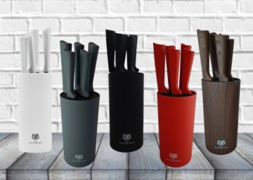 НАБОР КРАСНЫХ КУХОННЫХ НОЖЕЙ В БЛОКЕ, ВСТАВКА МИРАНАЯ, 6 ШТ, НАБОР НОЖЕЙ