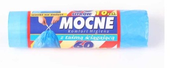 WORKI NA ŚMIECI 60L 10SZT HDPE TAŚMA NIEBIESKIE!
