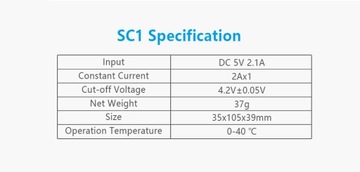 Ładowarka XTAR SC1 18650/21700 Li-ION USB prąd 2A
