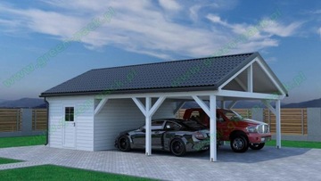 Большой навес для машины 48 м2. Деревянный гараж. Навес для машины