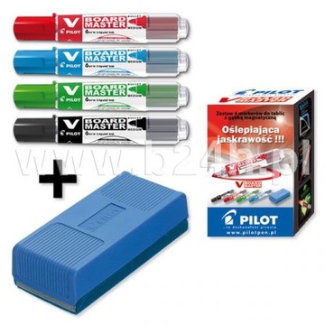 Marker do tablic Pilot V Board Master+ GĄBKA 4 szt
