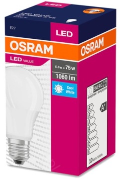 Светодиодная лампа A60 E27 10Вт 75Вт 1055лм OSRAM 4000K
