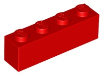 LEGO Klocek - brick 1x4 (3010) czerwony 6szt