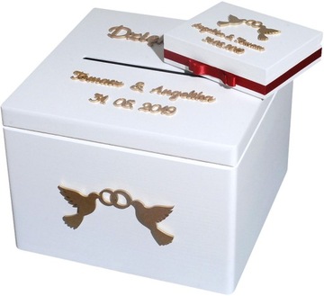 Pudełko na koperty + obrączki personalizowane 081