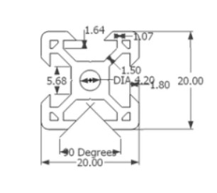 КОНСТРУКЦИЯ АЛЮМИНИЕВЫЙ ПРОФИЛЬ 20x20x600 V-SLOT