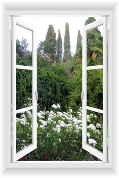 ОКНО СТЕНА СТЕНА 3D САД ПЕРГОЛА ЦВЕТЫ 80х120