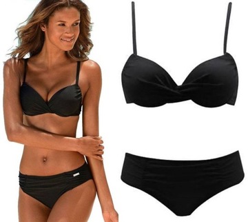 CZARNE usztywniane BIKINI fiszbiny XL 42 E