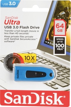 Pendrive Sandisk USB 3.0 ULTRA Fast, 64 ГБ, шифрование