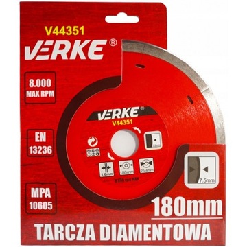 TARCZA DIAMEN DO PŁYTEK CERAM 180 mm 1,6 mm VERKE