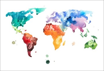 Картинка карта мира на польском языке, подборка узоров 120х80.