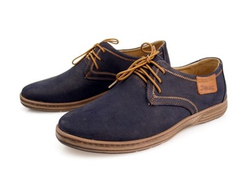 HUSAR wygodne lekkie Buty SKÓRA PL483 granat CR 41