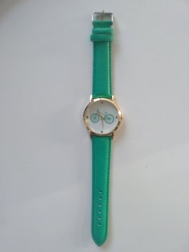 Zegarek na rękę rower zielony pasek prezent