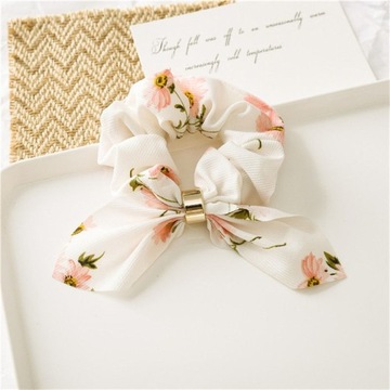 Белая резинка с цветочками, элегантная повязка для волос, шарфик, ушки, резинки для волос.