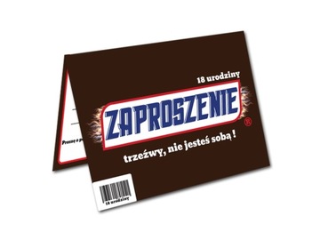 ZAPROSZENIE NA 18 URODZINY snickers OSIEMNASTKA