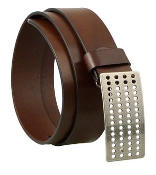 SKÓRZANY PASEK DO SPODNI 4 CM BRĄZOWY AŻUR 110
