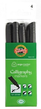 KOH-I-NOOR Markery do kaligrafii 4 szt CZARNE