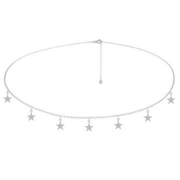 NASZYJNIK SREBRNY CHOKER Z GWIAZDKAMI SREBRO 925