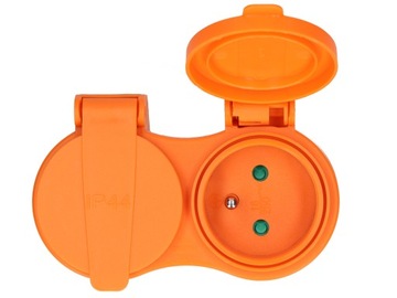 Rozgałęźnik Złodziejka Rozdzielacz 2 gniazda IP44 pomarańczowy R-270P