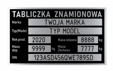 Tabliczka znamionowa WYBITA - znakowanie w cenie !